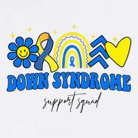 Down Syndrome Support Squad Rainbow Floral Heart T-Shirt