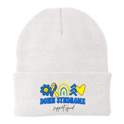 Down Syndrome Support Squad Rainbow Floral Heart Beanie