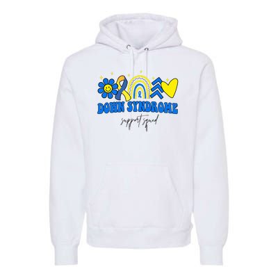 Down Syndrome Support Squad Rainbow Floral Heart Premium Hoodie