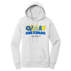 Down Syndrome Support Squad Rainbow Floral Heart Women's Pullover Hoodie