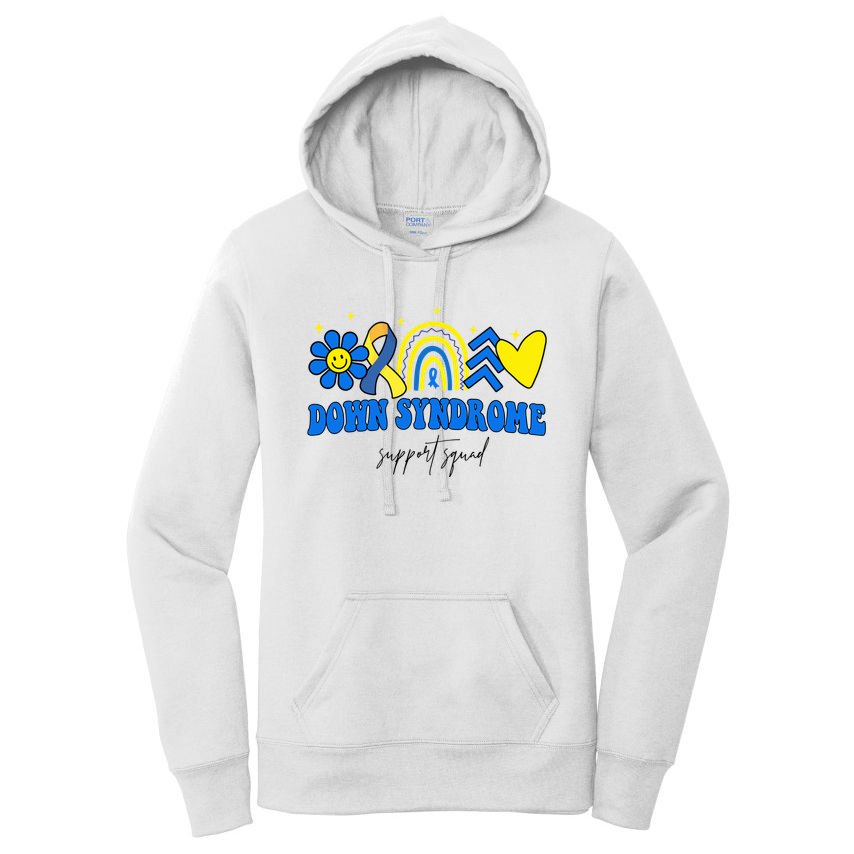 Down Syndrome Support Squad Rainbow Floral Heart Women's Pullover Hoodie