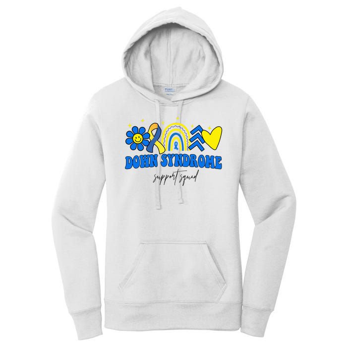 Down Syndrome Support Squad Rainbow Floral Heart Women's Pullover Hoodie