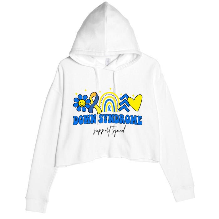 Down Syndrome Support Squad Rainbow Floral Heart Crop Fleece Hoodie