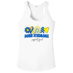 Down Syndrome Support Squad Rainbow Floral Heart Ladies PosiCharge Competitor Racerback Tank