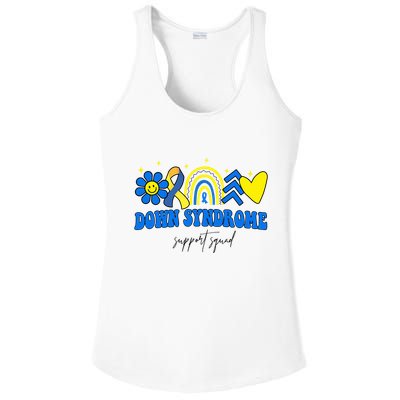 Down Syndrome Support Squad Rainbow Floral Heart Ladies PosiCharge Competitor Racerback Tank