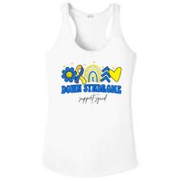 Down Syndrome Support Squad Rainbow Floral Heart Ladies PosiCharge Competitor Racerback Tank