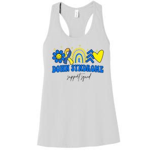 Down Syndrome Support Squad Rainbow Floral Heart Women's Racerback Tank