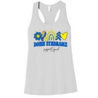 Down Syndrome Support Squad Rainbow Floral Heart Women's Racerback Tank