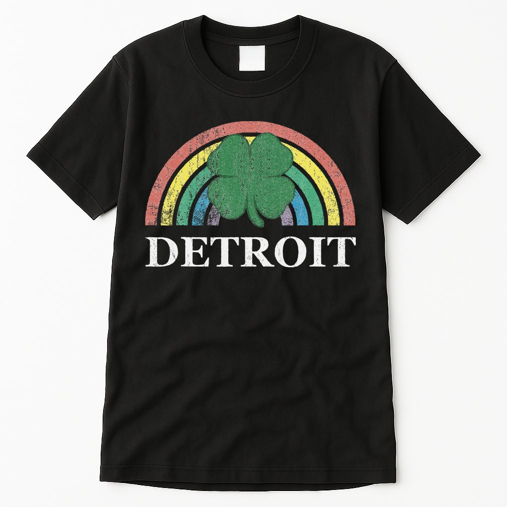 Detroit Shamrock St. Patrick's Day Rainbow Saint Paddy's Tall T-Shirt