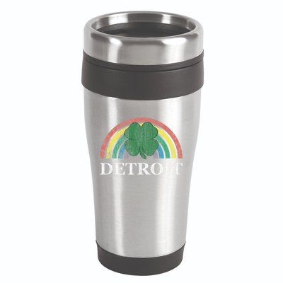 Detroit Shamrock St. Patrick's Day Rainbow Saint Paddy's 16oz Travel Tumbler
