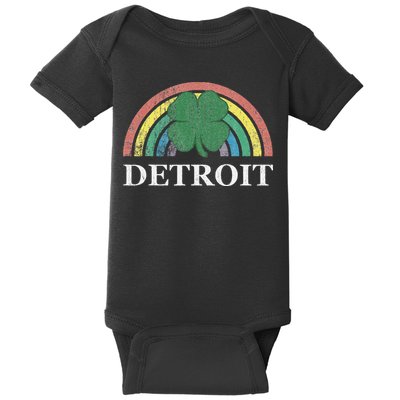 Detroit Shamrock St. Patrick's Day Rainbow Saint Paddy's Baby Bodysuit
