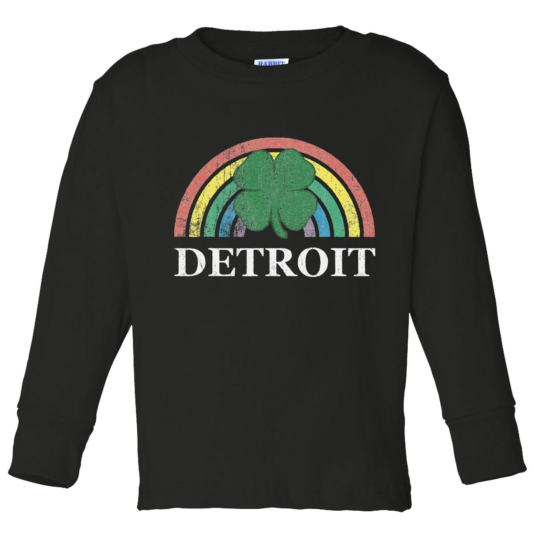 Detroit Shamrock St. Patrick's Day Rainbow Saint Paddy's Toddler Long Sleeve Shirt