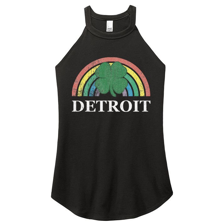 Detroit Shamrock St. Patrick's Day Rainbow Saint Paddy's Women's Perfect Tri Rocker Tank