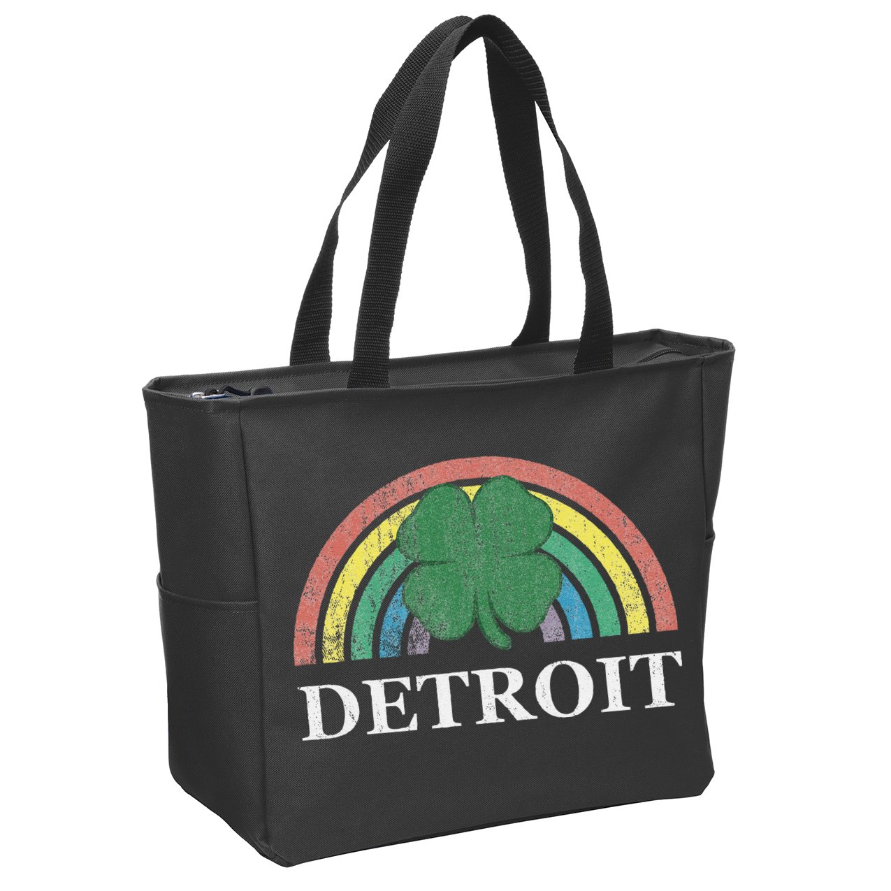 Detroit Shamrock St. Patrick's Day Rainbow Saint Paddy's Zip Tote Bag