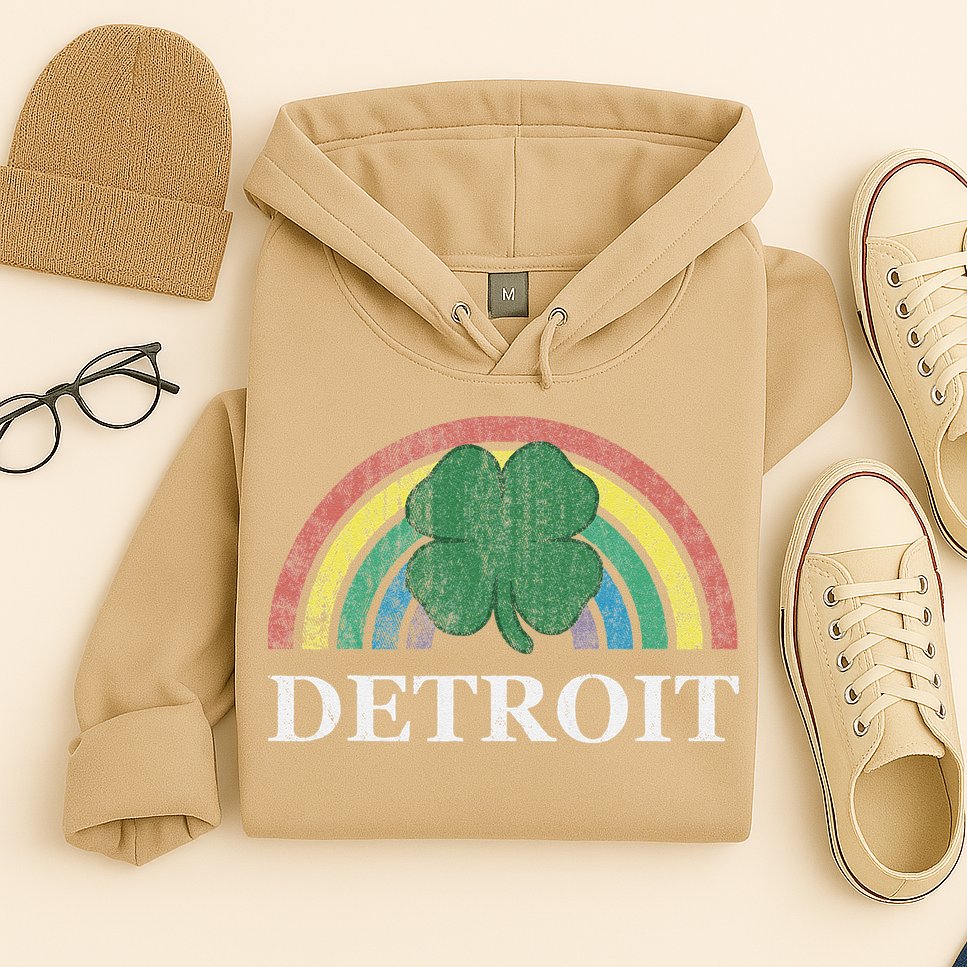 Detroit Shamrock St. Patrick's Day Rainbow Saint Paddy's Hoodie