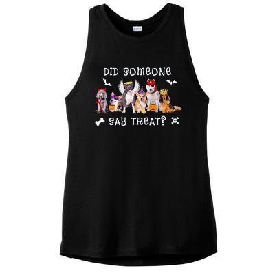 Did Someone Say Treat Funny Dog Halloween Ladies PosiCharge Tri-Blend Wicking Tank