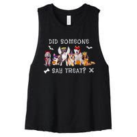 Did Someone Say Treat Funny Dog Halloween Women's Racerback Cropped Tank