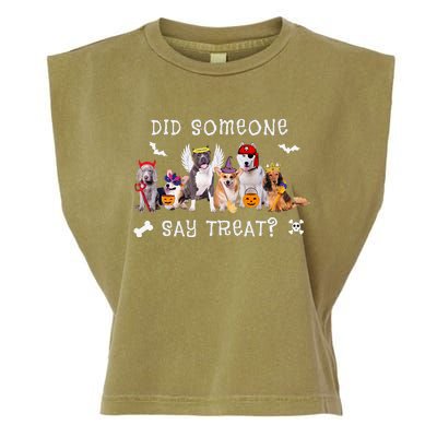 Did Someone Say Treat Funny Dog Halloween Garment-Dyed Women's Muscle Tee