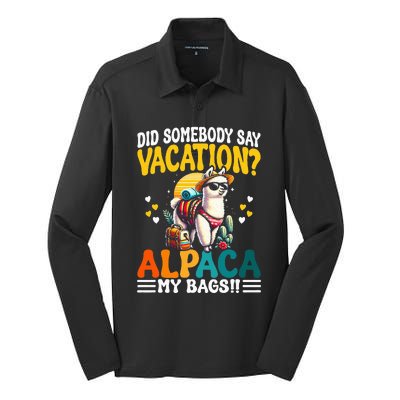 Did Somebody Say Vacation Alpaca My Bags Alpaca Animal Lover Silk Touch Performance Long Sleeve Polo