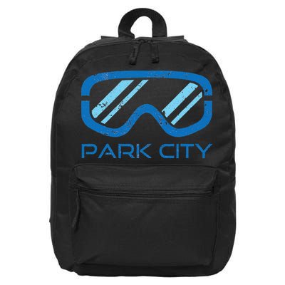 Distressed Ski & Snowboard Goggle Park City Utah 16 in Basic Backpack