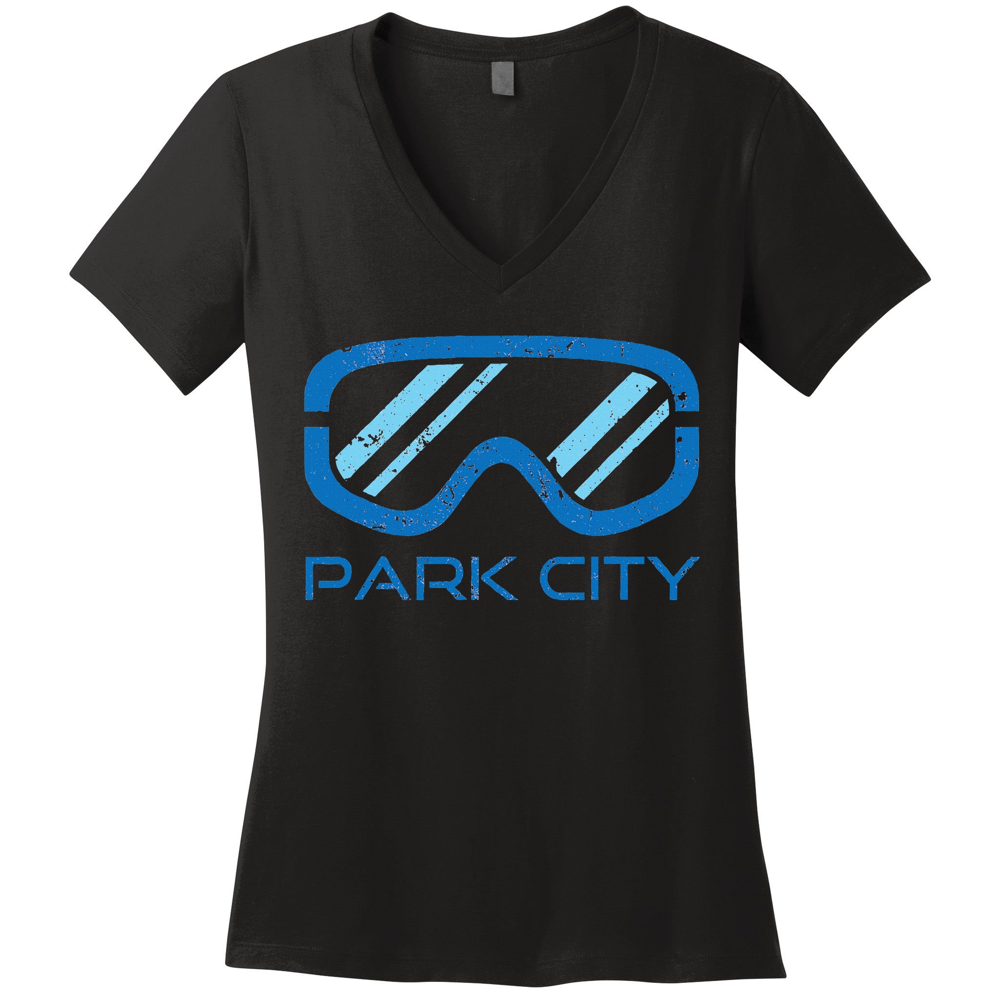 Distressed Ski & Snowboard Goggle Park City Utah Women's V-Neck T-Shirt