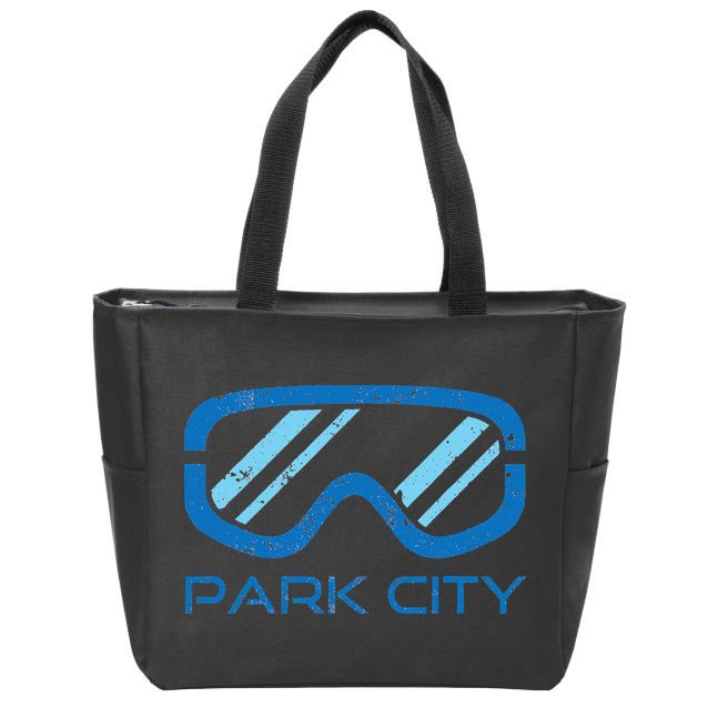 Distressed Ski & Snowboard Goggle Park City Utah Zip Tote Bag