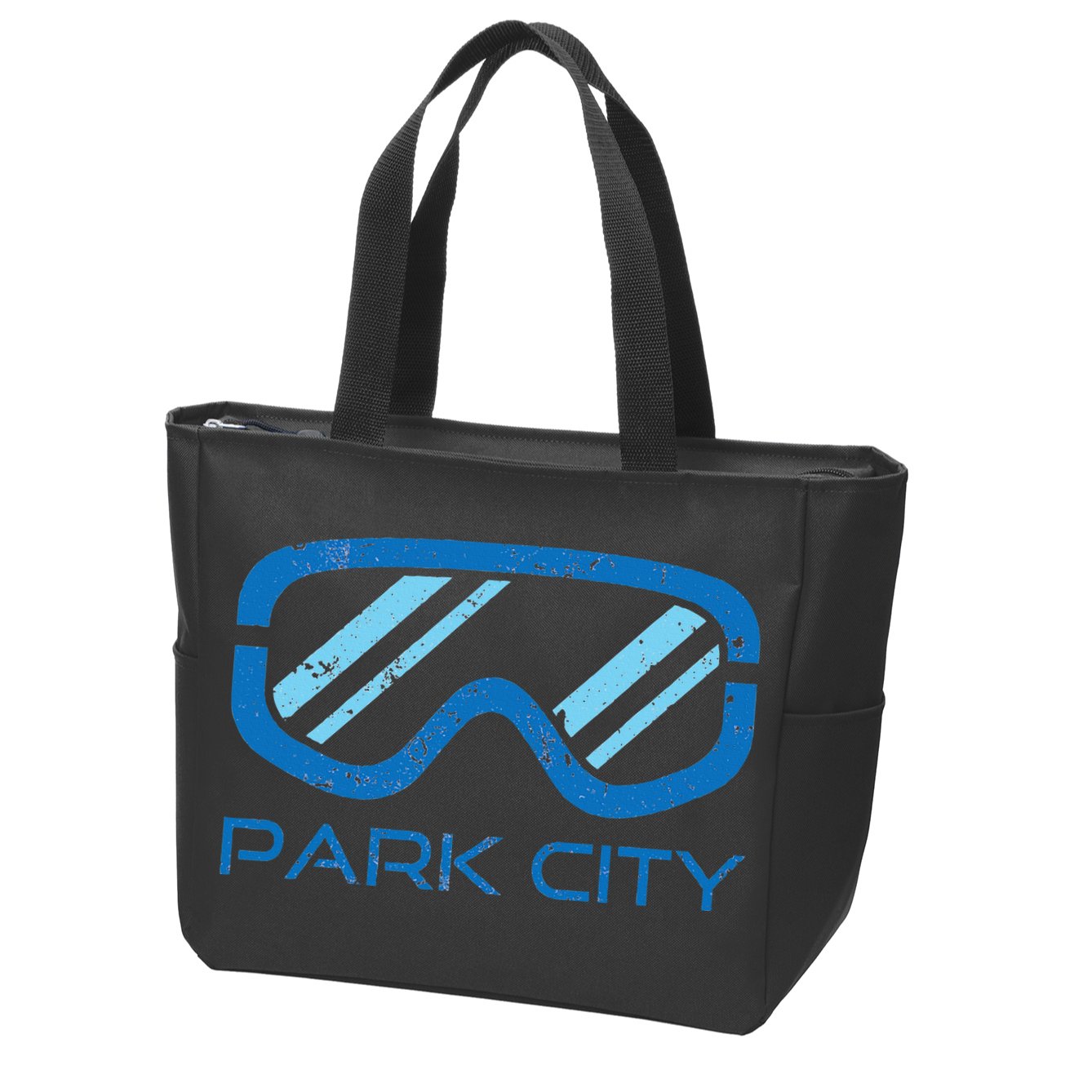 Distressed Ski & Snowboard Goggle Park City Utah Zip Tote Bag