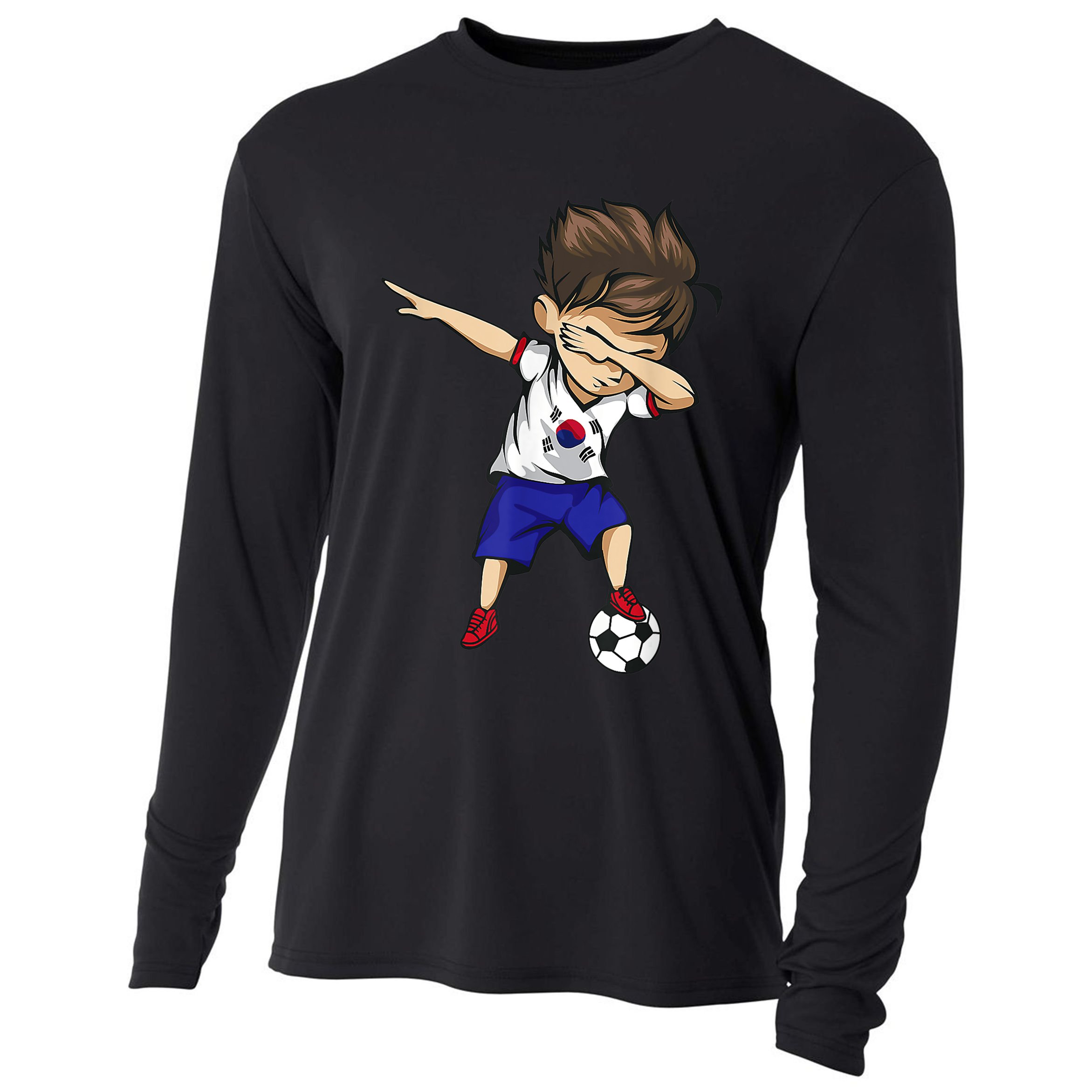 Dabbing Soccer  South Korea Jersey Shirt Korean Football Cooling Performance Long Sleeve Crew