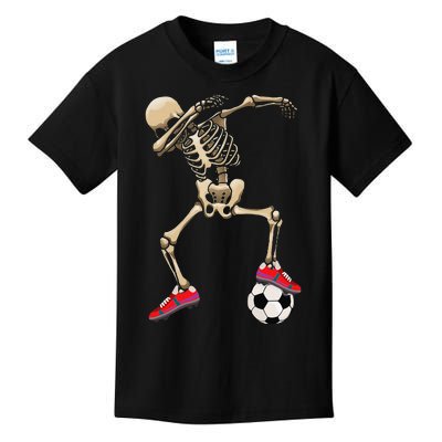 Dabbing Skeleton soccer Halloween Costumes Kids T-Shirt