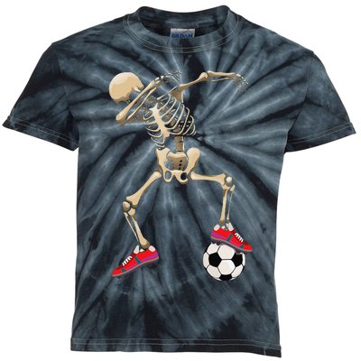 Dabbing Skeleton soccer Halloween Costumes Kids Tie-Dye T-Shirt