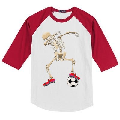 Dabbing Skeleton soccer Halloween Costumes Kids Colorblock Raglan Jersey