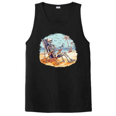 Drinking Skeleton Summer Tropical Beach Vacation Skeleton PosiCharge Competitor Tank