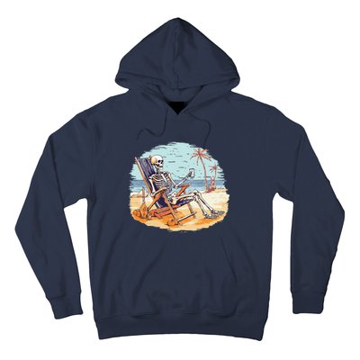 Drinking Skeleton Summer Tropical Beach Vacation Skeleton Hoodie