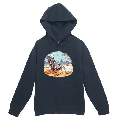 Drinking Skeleton Summer Tropical Beach Vacation Skeleton Urban Pullover Hoodie