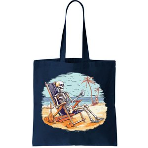 Drinking Skeleton Summer Tropical Beach Vacation Skeleton Tote Bag