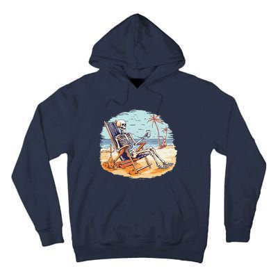 Drinking Skeleton Summer Tropical Beach Vacation Skeleton Tall Hoodie