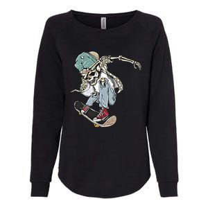 Dabbing Skeleton Skating Skateboard Skate Skateboarder Funny Gift Womens California Wash Sweatshirt