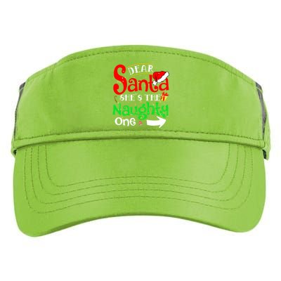 Dear Santa She Is The Naughty One Matching Couple Christmas Gift Adult Drive Performance Visor