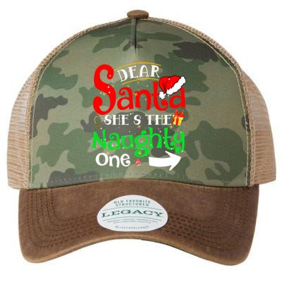 Dear Santa She Is The Naughty One Matching Couple Christmas Gift Legacy Tie Dye Trucker Hat