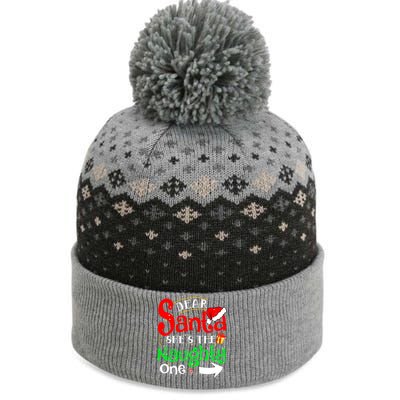 Dear Santa She Is The Naughty One Matching Couple Christmas Gift The Baniff Cuffed Pom Beanie