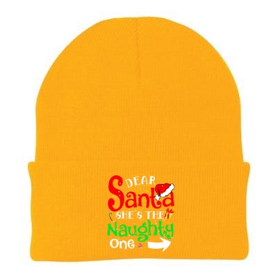 Dear Santa She Is The Naughty One Matching Couple Christmas Gift Knit Cap Winter Beanie