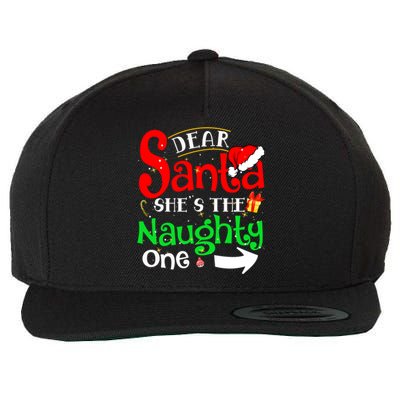 Dear Santa She Is The Naughty One Matching Couple Christmas Gift Wool Snapback Cap