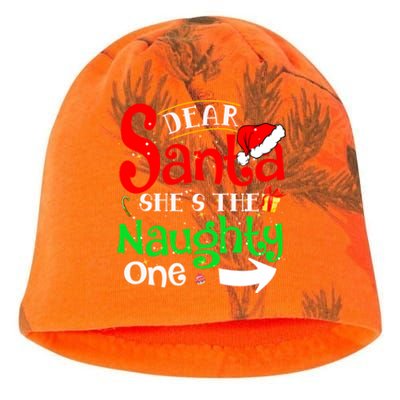 Dear Santa She Is The Naughty One Matching Couple Christmas Gift Kati - Camo Knit Beanie