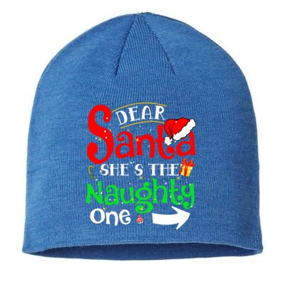 Dear Santa She Is The Naughty One Matching Couple Christmas Gift Sustainable Beanie