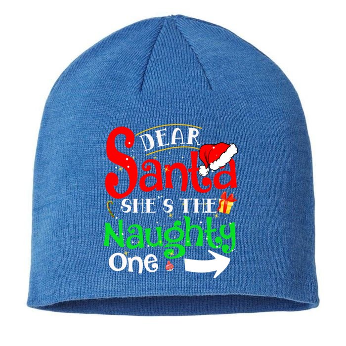 Dear Santa She Is The Naughty One Matching Couple Christmas Gift Sustainable Beanie