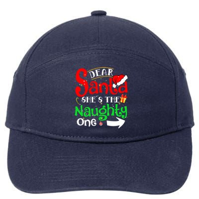 Dear Santa She Is The Naughty One Matching Couple Christmas Gift 7-Panel Snapback Hat