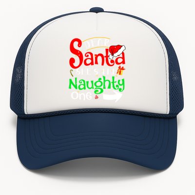 Dear Santa She Is The Naughty One Matching Couple Christmas Gift Trucker Hat