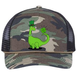 Dinosaur Shamrock St Patrick's Day Retro Rope Trucker Hat Cap