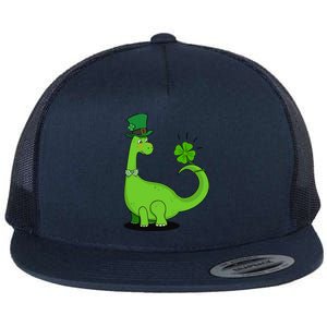 Dinosaur Shamrock St Patrick's Day Flat Bill Trucker Hat