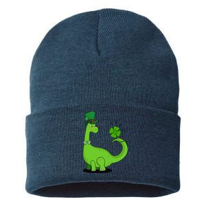 Dinosaur Shamrock St Patrick's Day Sustainable Knit Beanie